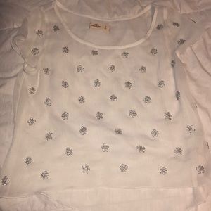 Hollister Sheer White Floral Top